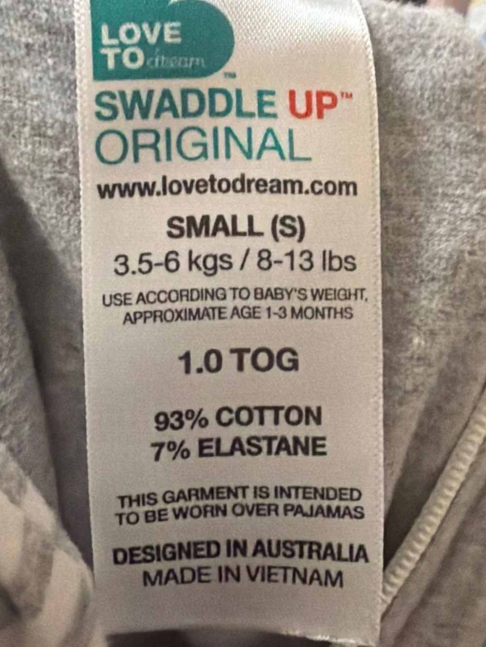 Love to DreamGrey Baby Swaddle Up Sleep Sack with Front Zip Small 8-13 Pounds